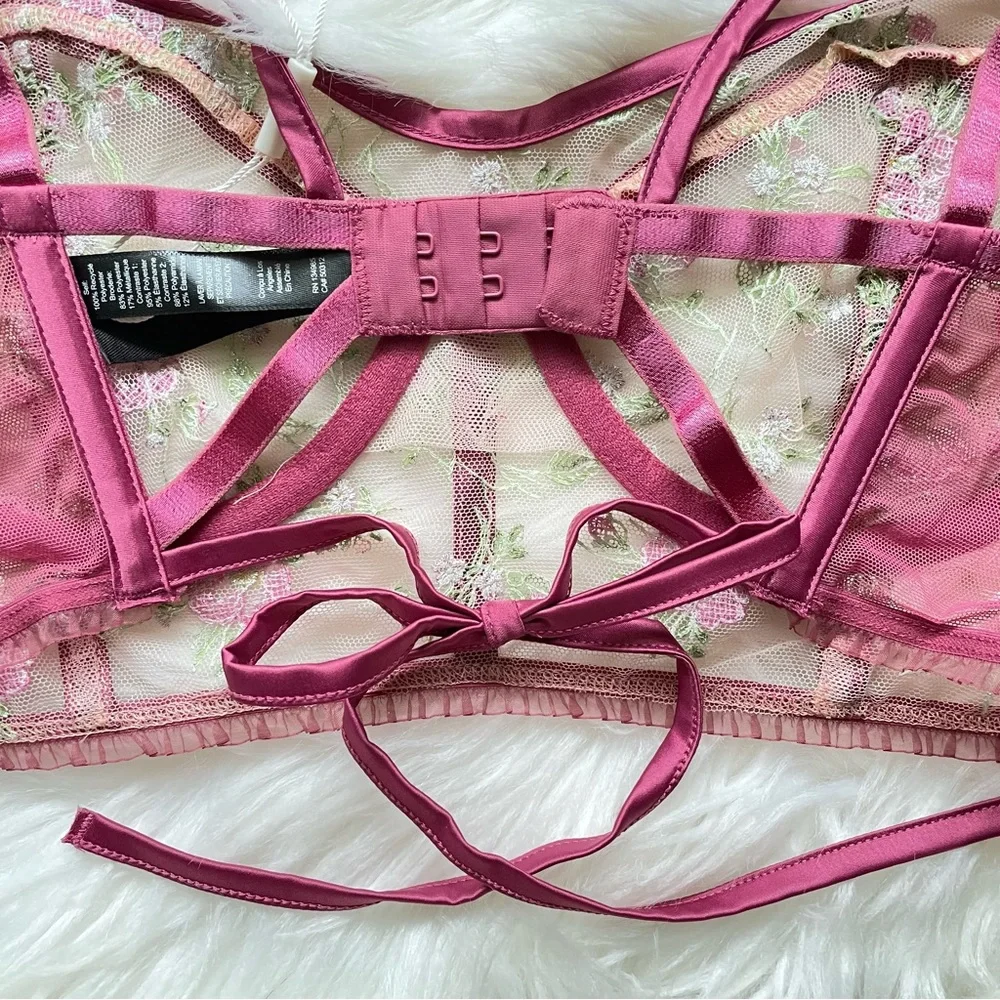 For Love & Lemons Camila Longline Bra Burgundy Medium NWT